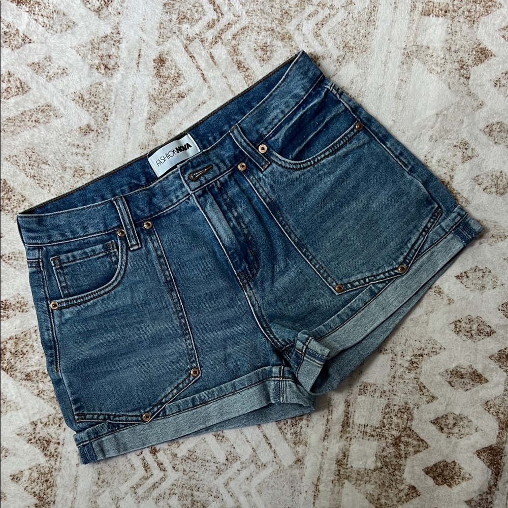 Fashion Nova Dark Blue Jean Shorts